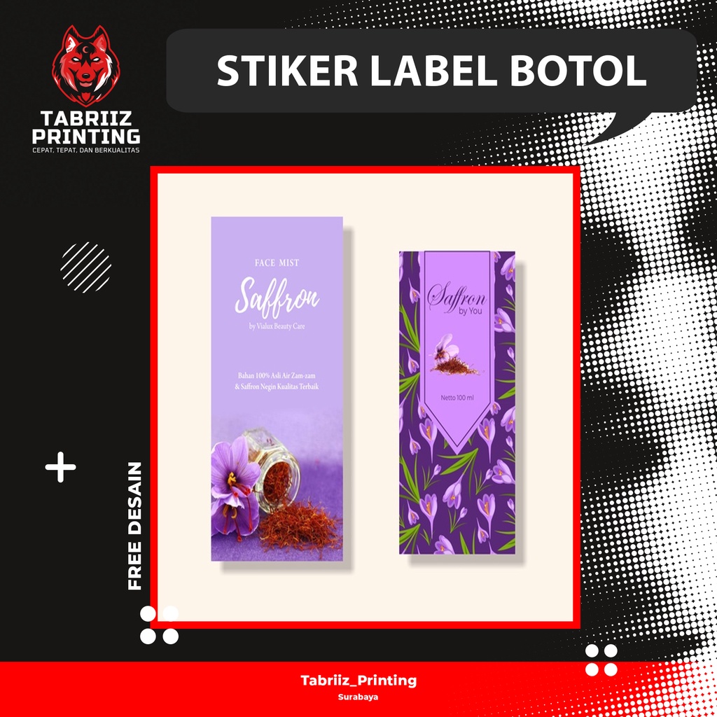 

[TABRIIZ PRINTING] Label Stiker Vinil Glossy Kosmetik Skincare Facemist Botol Spray 100ml