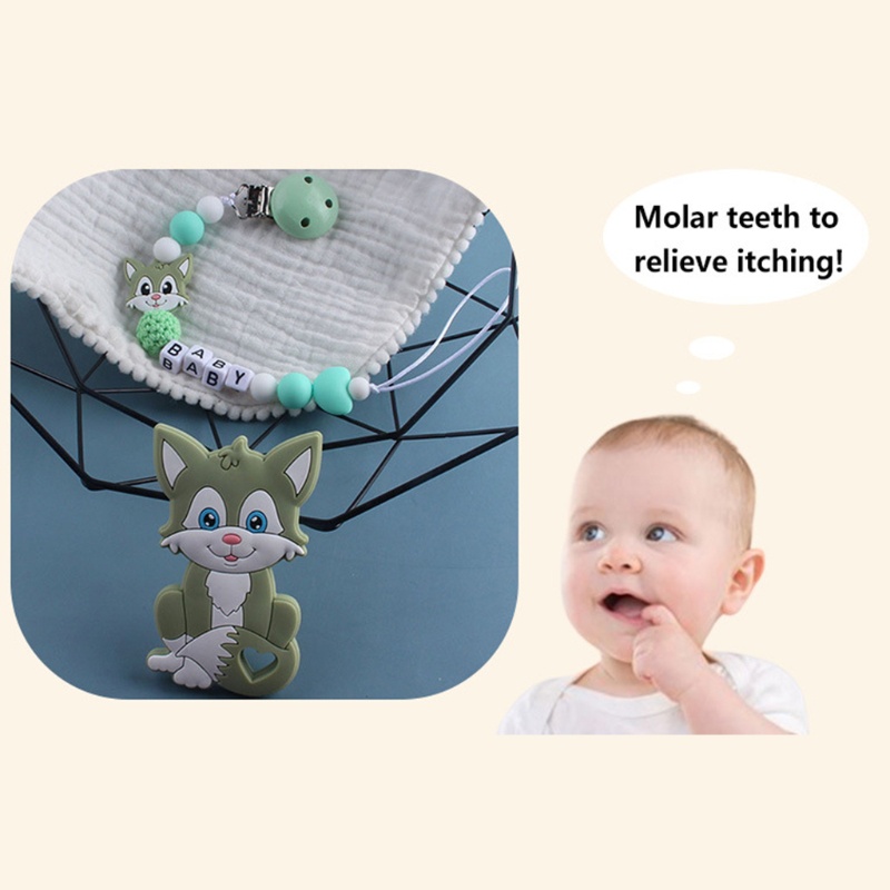 Mary 2pcs / Set Klip Rantai Holder Dot Empeng / Teether Bayi Bahan Silikon Motif Kartun Hewan