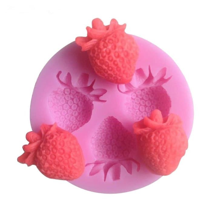 3D Silicon Mold Fondant Cake Decoration - 3 Holes Strawberry