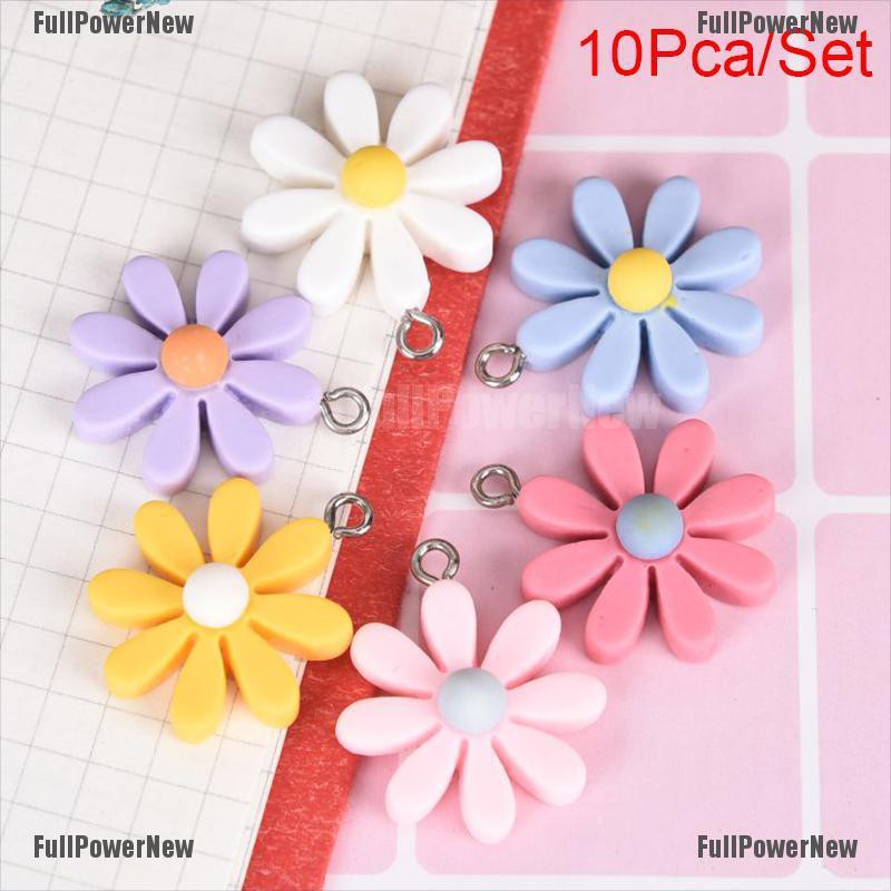 [FULLのJY] 10Pcs/Set Resin Little Daisy Sun Flower Charms Pendant Jewelry Making DIY Craft