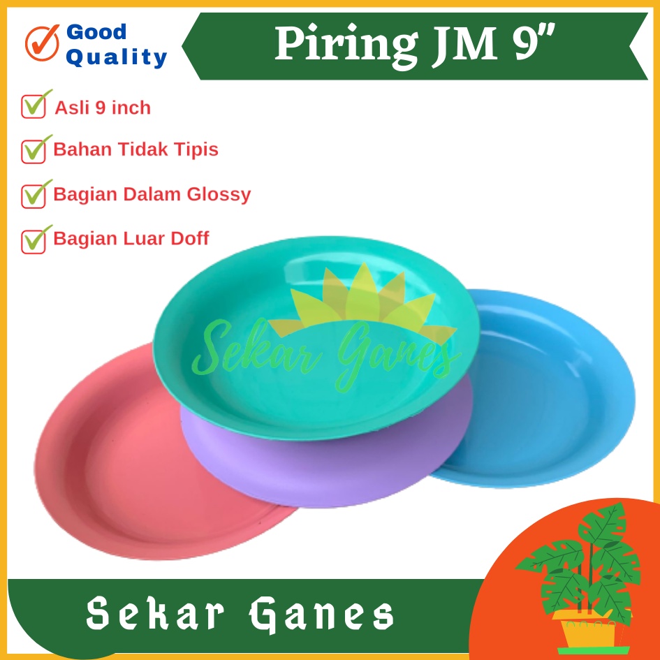 Piring Plastik JM 9 Inch Warna Biru Hijau Ungu - Piring Kecil Besar Set Makan Plastik Acara Pesta Melamin Rotan Murah - (1 pcs) Piring makan plastik ukuran 9&quot; super warna pekat murah grosir