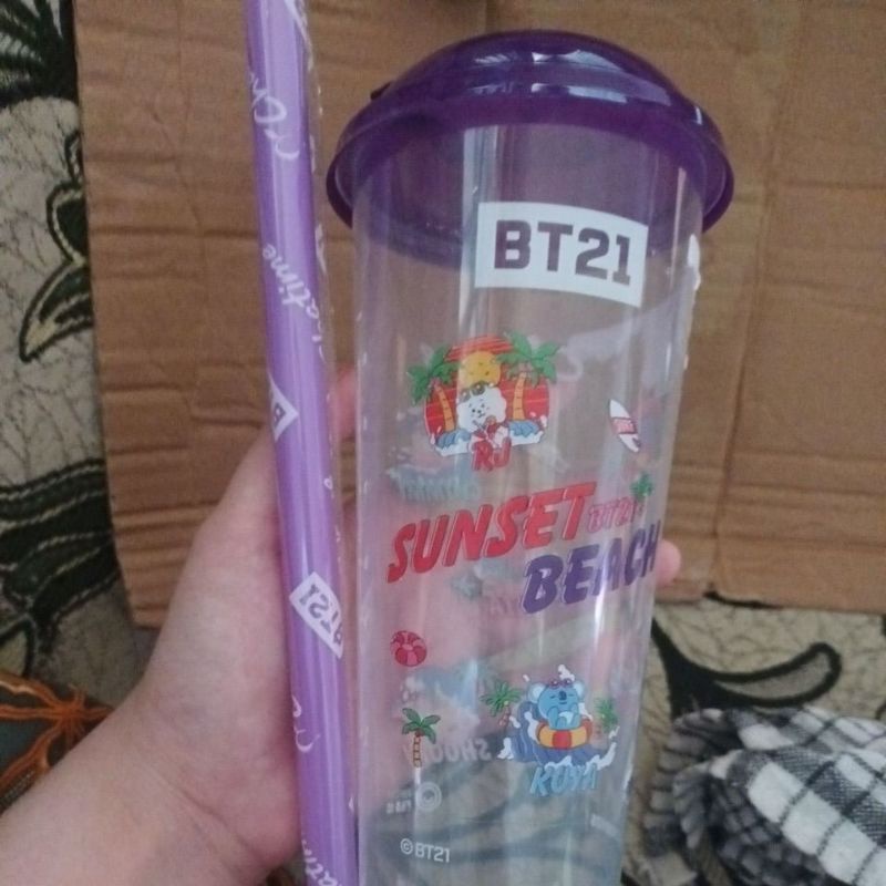 Chatime x BT21 Clear Tumblr Reusable Cup Summer Edition Sunset Beach