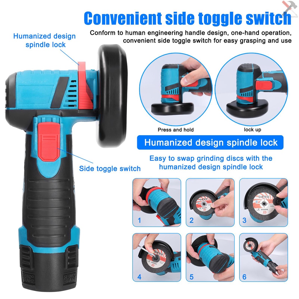 Alat Gerinda Elektrik Mini Multifungsi 15000rpm Untuk Potong / Poles Keramik / Kayu / Batu / Baja(Baterai dan charger tidak termasuk)