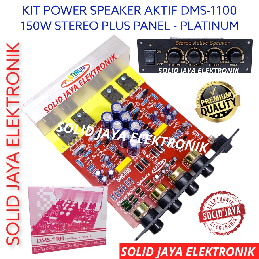 KIT POWER SPEAKER AKTIF 150W STEREO DMS-1100 DMS 1100 TIP2955 TIP3055 DMS 1100 ACTIVE AMPLIFIER PLUS PANEL PLATINUM ASLI ORIGINAL