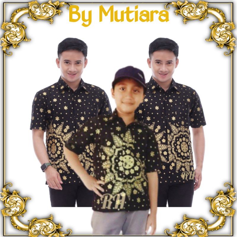 Sale Batik Sarimbit  Hem Ayah Dan Hem Anak Motif Matahari Hitam Myp57J9flLkpl0