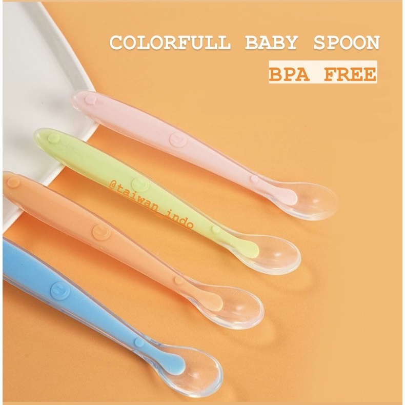 Colorfull Baby Spoon / BPA FREE LATEX FREE PVC FREE / Baby Spoon / Sendok Makan Bayi / Alat Mpasi / Sendok Makan Anak / Peralatan Makan / Silikon Soft Spoon / Sendok Lentur / Silicone Baby Spoon