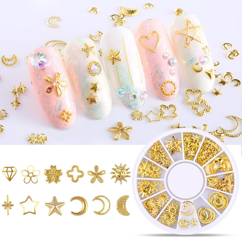 【 COD 】Nail Whell Nail Art/ Hiasan Kuku 3d Nail Art Gold / Aksesoris Nail Art 3d Gold