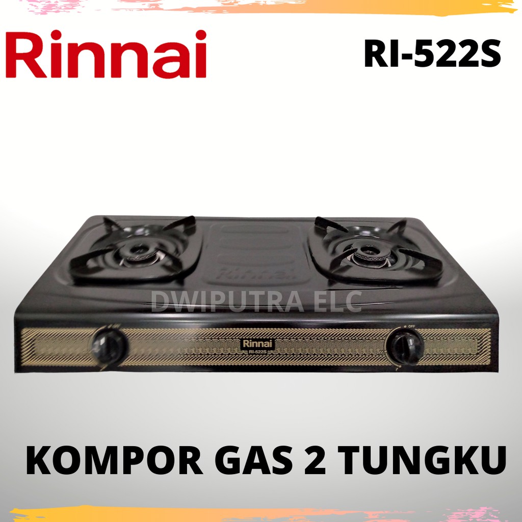 KOMPOR GAS RINNAI 2 TUNGKU RINNAI 522 S / RI522S SNI CEFLON WITH SUN BURNER