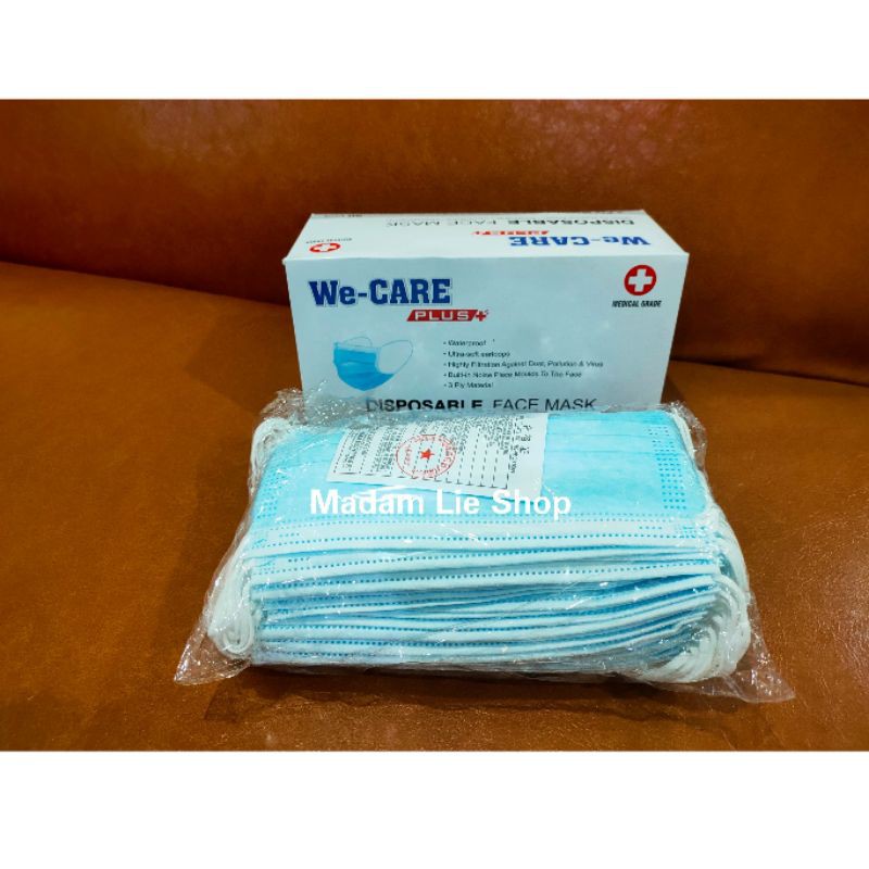 Masker Medis 3 ply, isi 50 pcs ( WE-Care Blue Hospital )