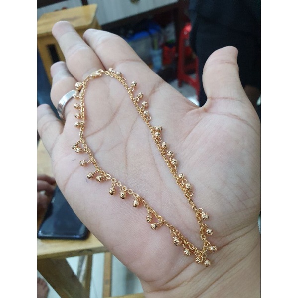 Gelang Kaki Indialook Gantungan Bel Emas 375 6g