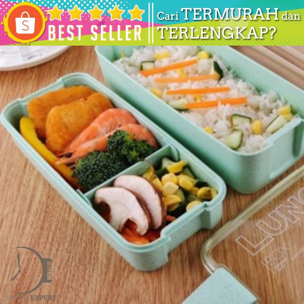 CPLIFE Kotak Makan 3 Layer Healthy Bento Lunch Box 900ml with Spoon &amp; Fork - NXM144 - Green