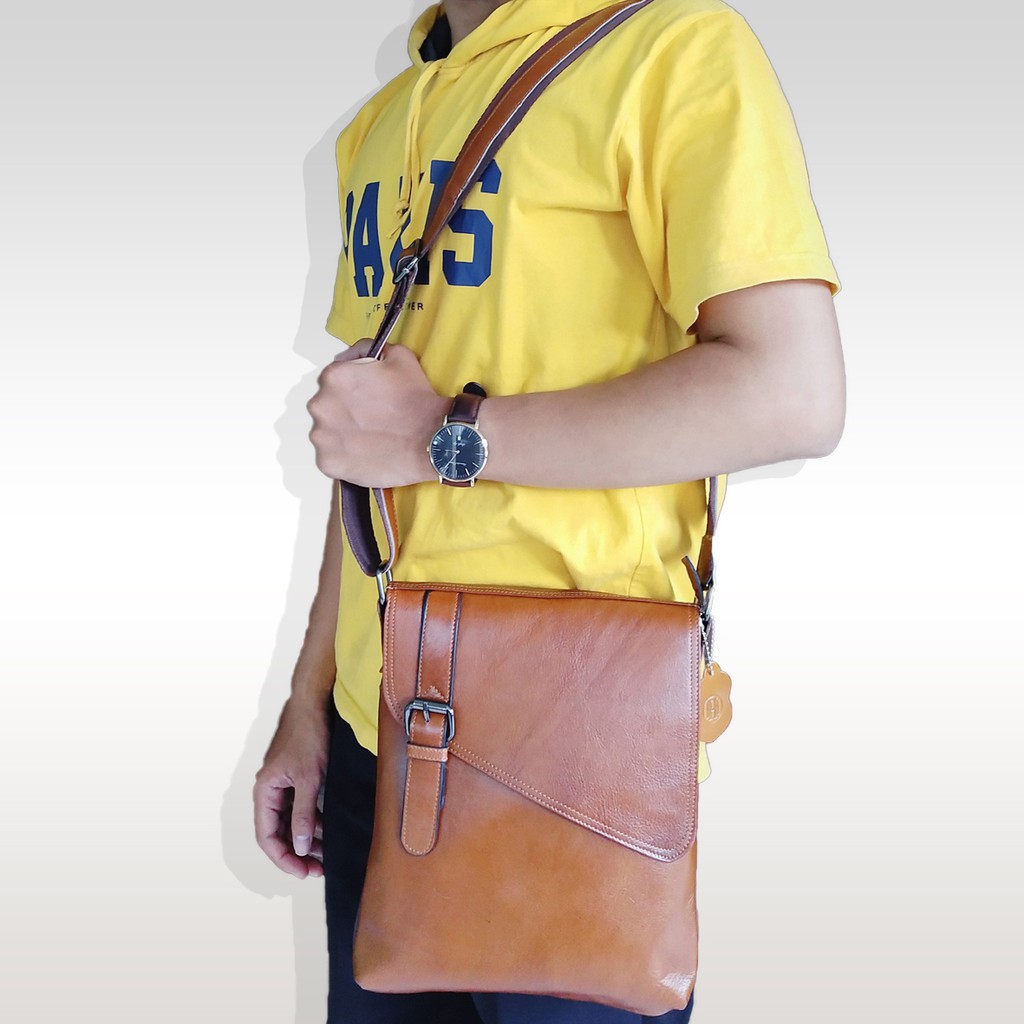 Tas Selempang Slempang Dada Slingbag Waistbag Kulit Asli Pria Laki Cowok – G-REC Slingbag Waistbag