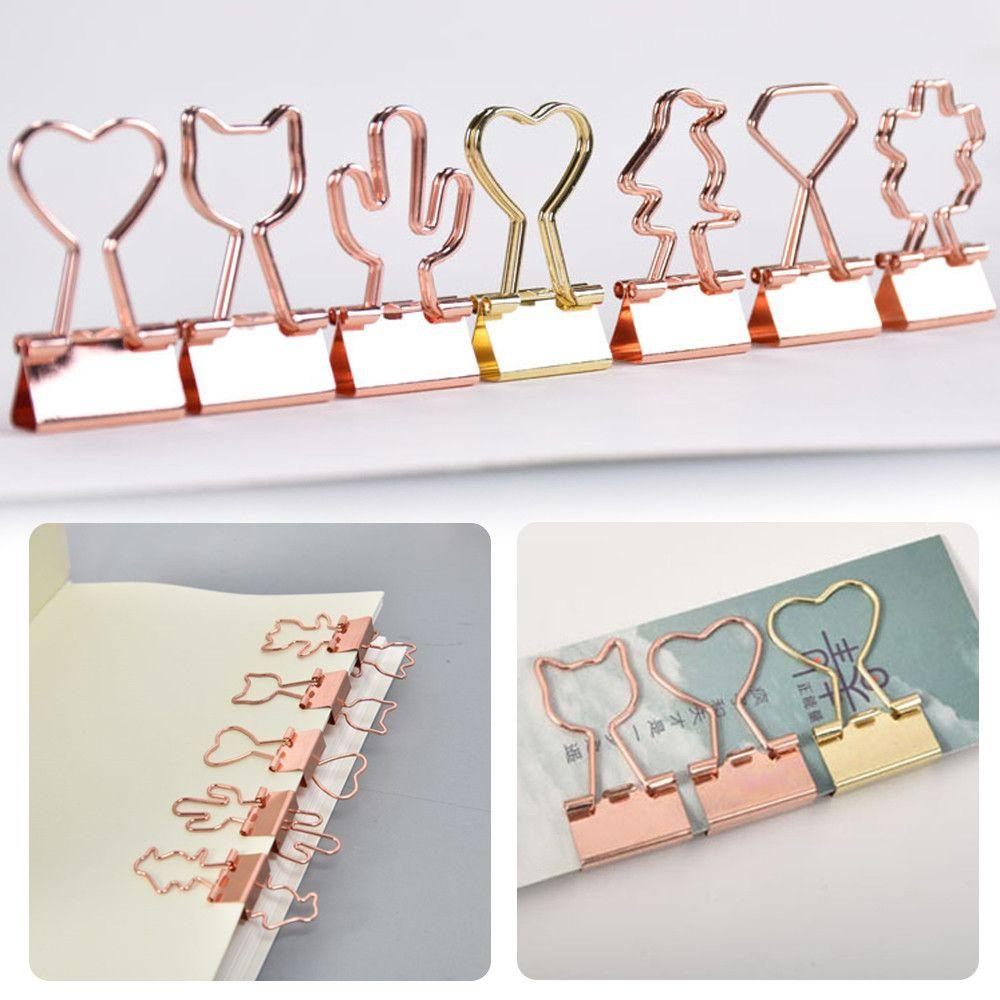 Nanas 10pcs Paper Clip File Buku Mini Hati Kucing Kaktus Metal