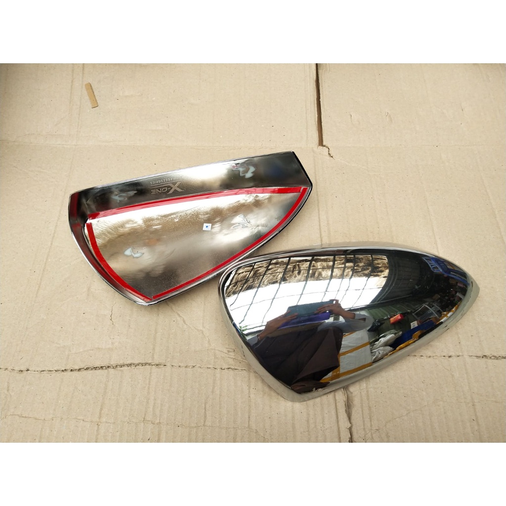 Cover Tutup Spion Chrome Variasi RUSH Polos Tanpa Lampu Original 1 set