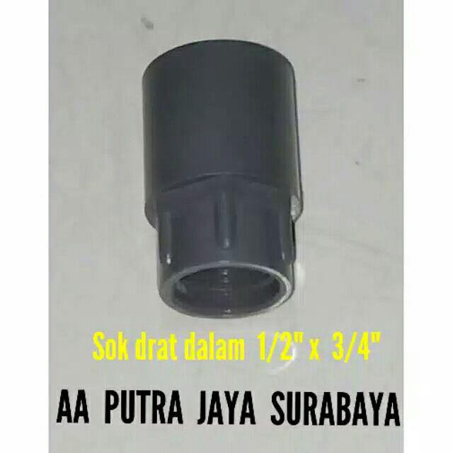 Sok Drat Dalam Faucet Socket Pvc 1/2 X 3/4