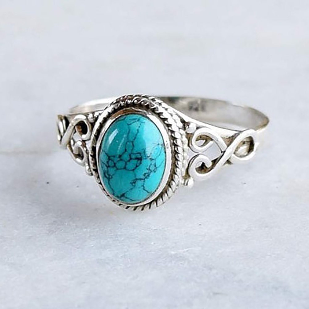 Hu Hu Hu Hu Hu Alat Bantu Pasang Kacamata♡ Cincin Batu Permata Turquoise Alami Antik Vintage Untuk Hadiah Pernikahan