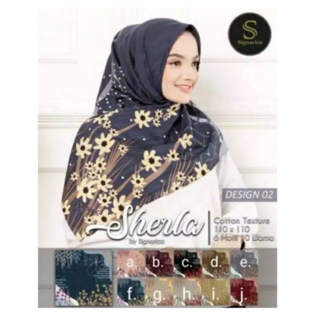 Jilbab Segi Empat Motif Sherla by Signarica
