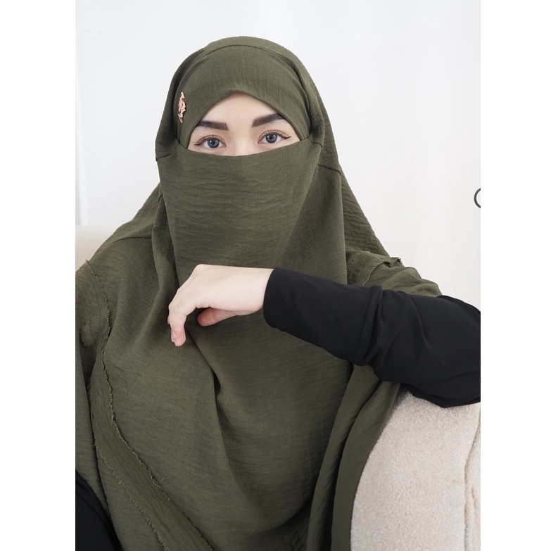 New French Khimar by TRZ Style 13 Warna /French Khimar Best Seller TRZ/ French Khimar Wafiq Nara Crinckle / Khimar Pioneer Nara Crinckle-Army