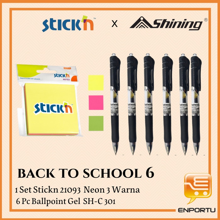 

Paket Back To School 6 / Set Ballpoint Gel dan Stickn Neon