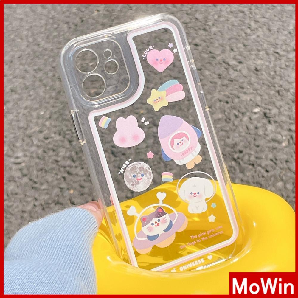 iPhone Case Silicone Soft Case Shockproof Camera Cover Protection Plating Button Pink Cartoon Cute Compatible For iPhone 11 iPhone 13 Pro Max iPhone 12 Pro Max iPhone 7 Plus