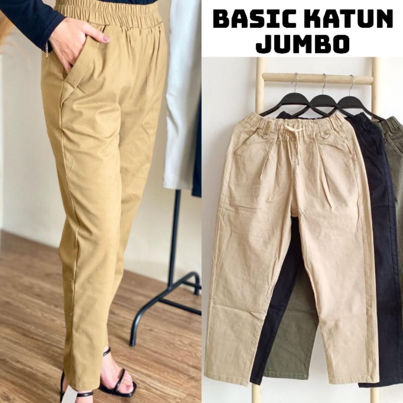 KIRANAOFFICIAL -  ( COD ) Celana basic katun / Baggy Katun strexh pants / celana noby ( E01 )