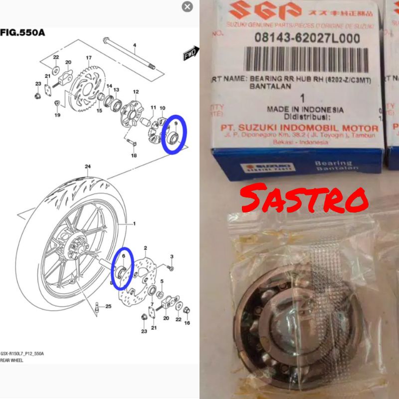 Bearing klaher laher 6202 C3 roda velg belakang GSX R S BANDIT THUNDER 125 kiri ori sgp