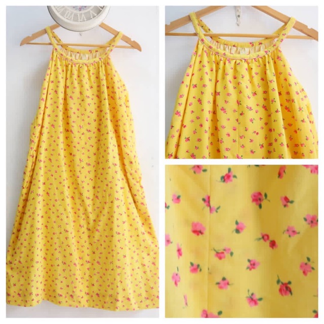 flower dress baju vintage kuning preloved bekas second