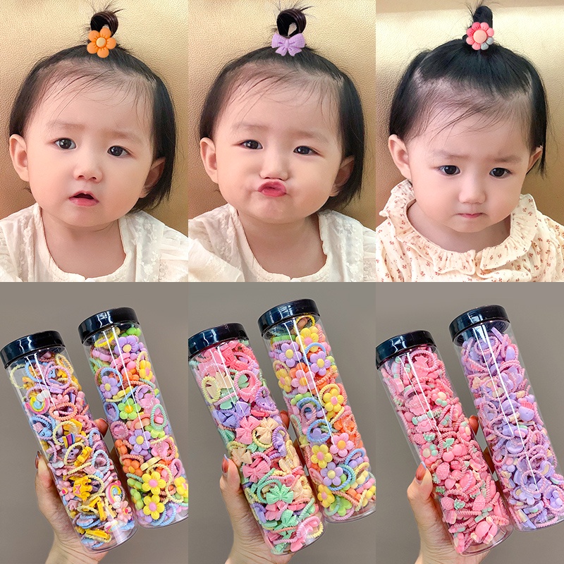 10 / 20Pcs / Set Ikat Rambut Ponytail Elastis Bahan Karet Gaya Korea Untuk Bayi Perempuan