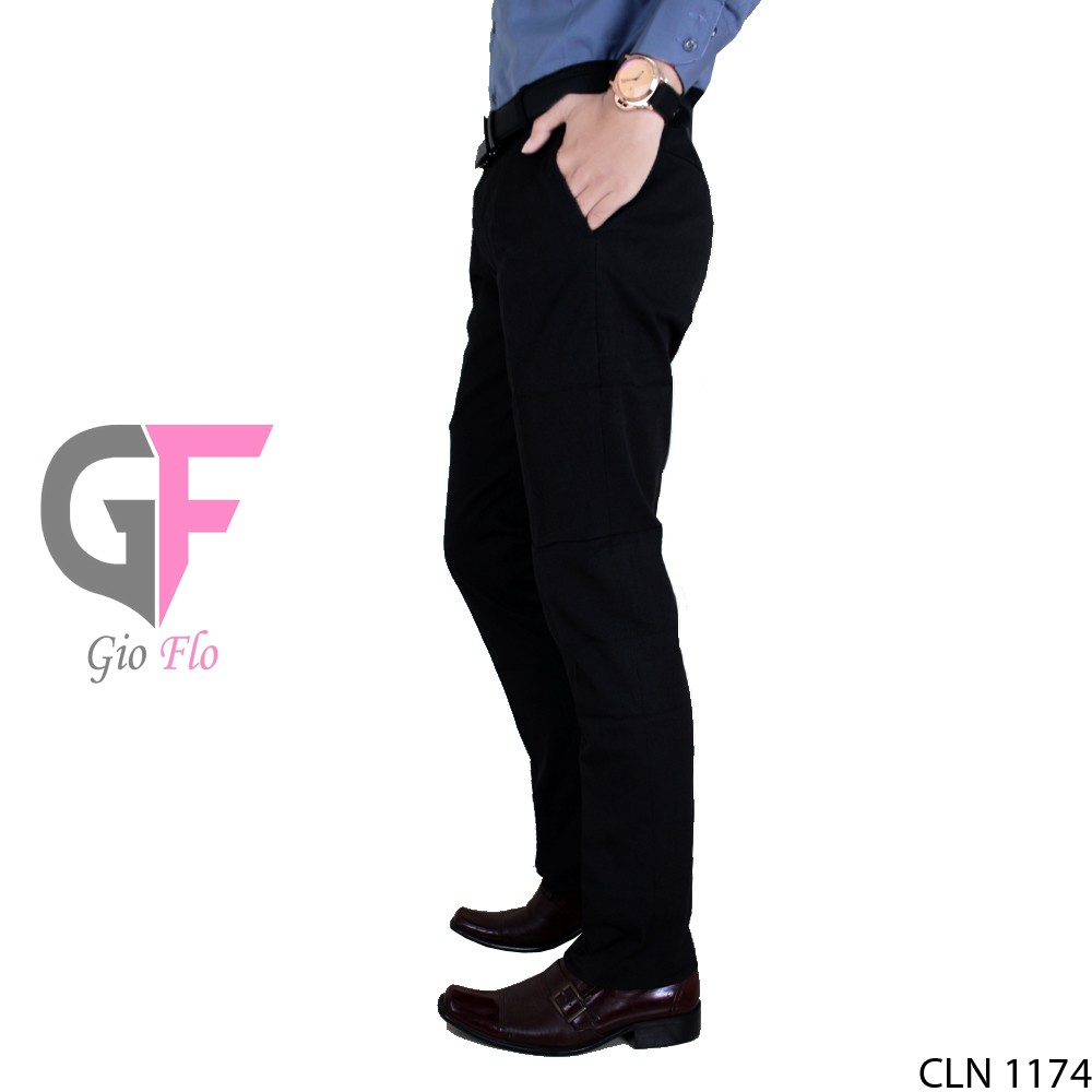 GIOFLO Celana Slim Fit Terbaru Formal Pria Black / CLN 1174