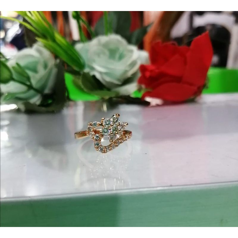 CINCIN TITANIUM CANTIK WANITA TERBARU MOTIF PILIHAN LAPIS EMAS 22 K ANTI PUDAR