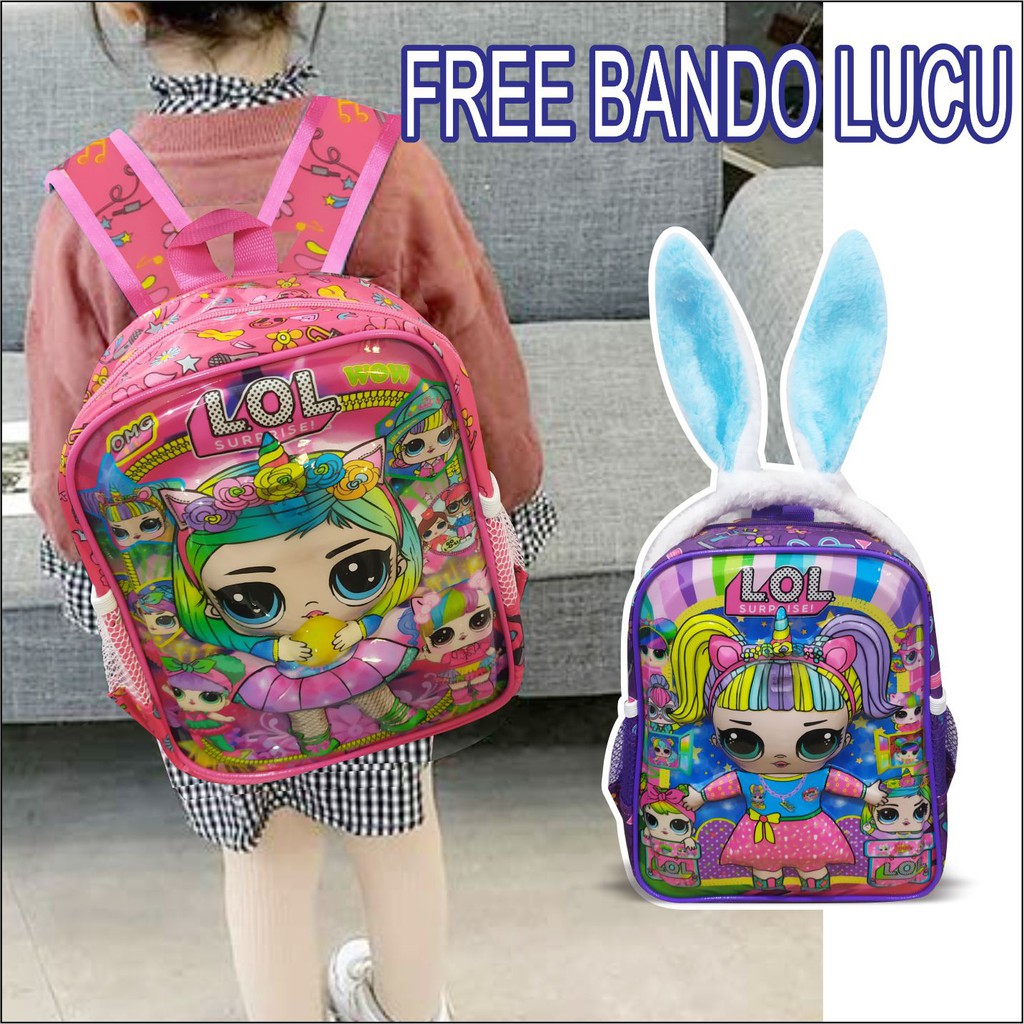 Tas Ransel Sekolah Bagpack Anak Perempuan Gambar Emboss - PG 8867