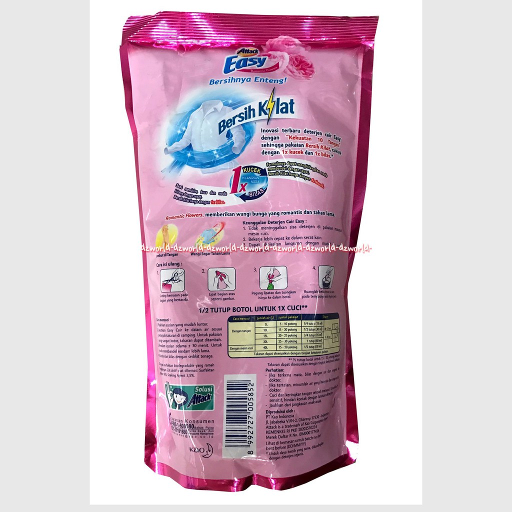 Attack Purple Blossom 800ml Romantic Flowers Detergent Isi Ulang Kemasan Refill Kekuatan 10Tangan