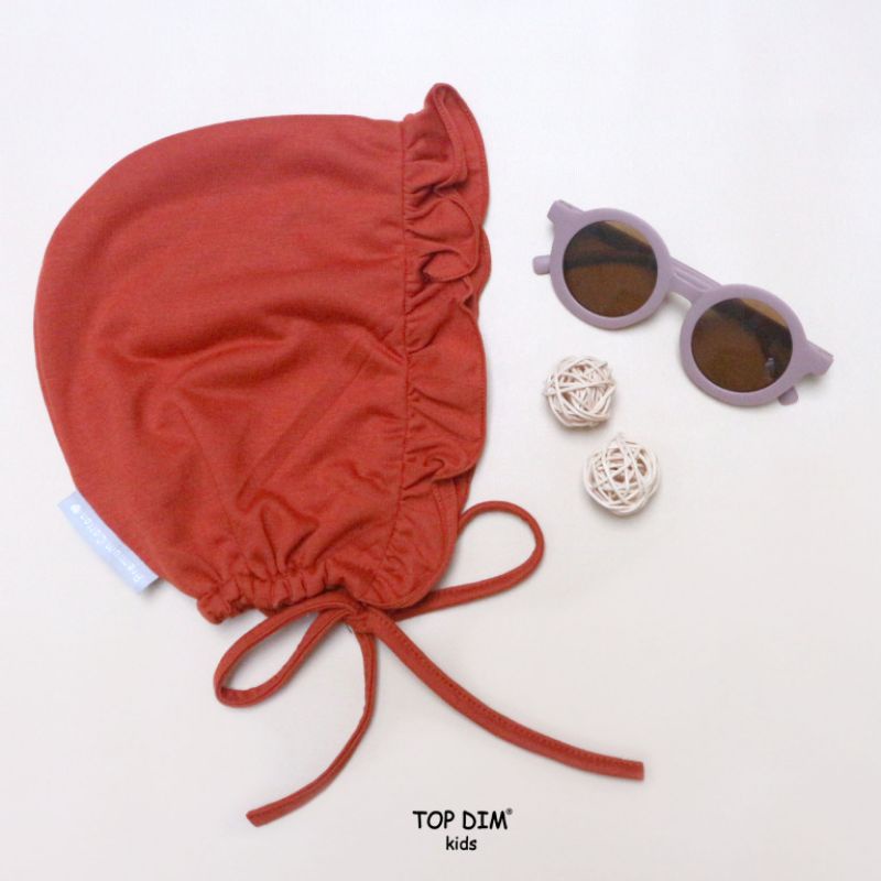 Topdimkids Topi Bonet Ruffle Bonet Topi Noni Bonet Renda Topi Bayi Aksesoris Anak Bayi Polos Basic-2