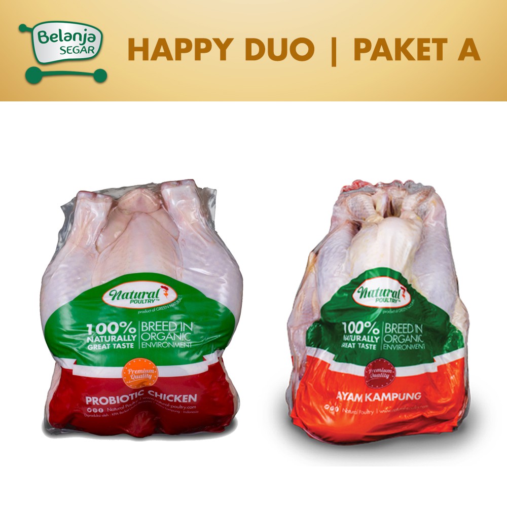 

Paket HAPPY DUO A: 1 Ayam Probiotik Reguler dan 1 Ayam Kampung Asli
