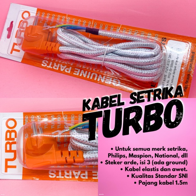 Kabel setrika arde Turbo bisa untuk Philips Maspion National dll