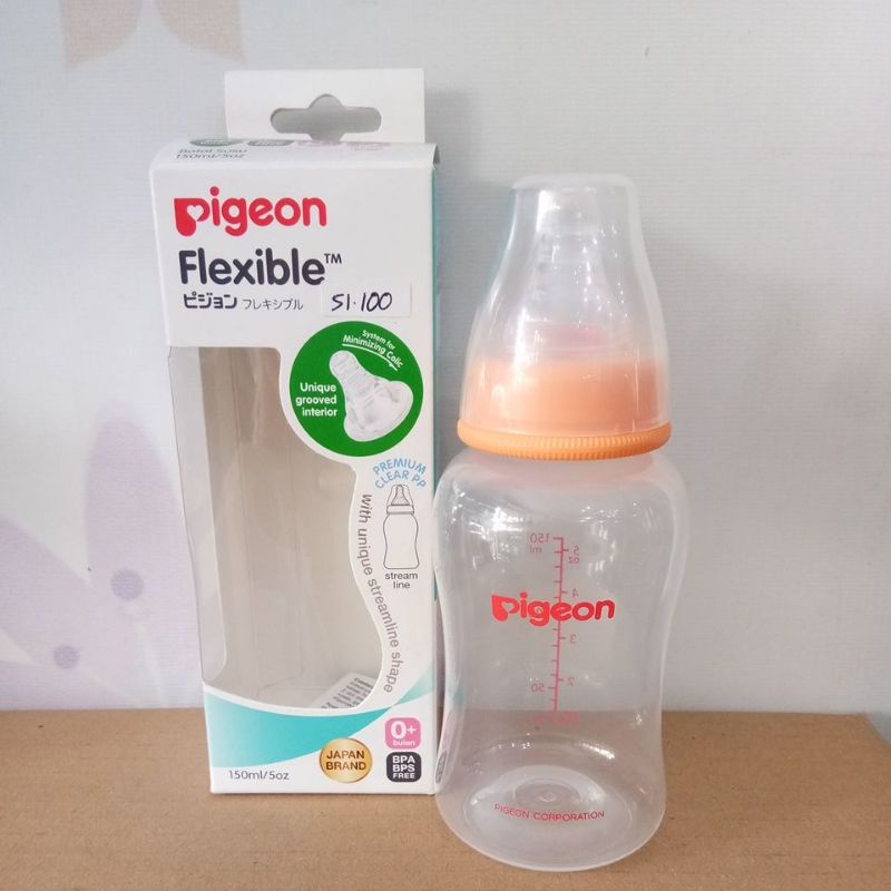 PIGEON FLEXIBLE PERISTALTIC NIPPLE PREMIUM CLEAR PP WITH UNIQUE STREAMLINE SHAPE S 150ML/5oZ