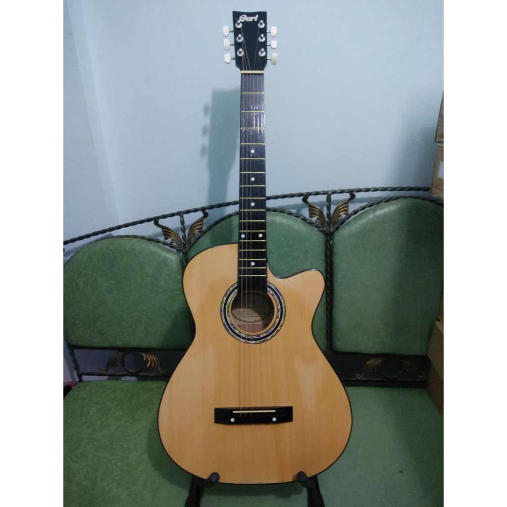 Gitar Akustik Merk Cort Warna Natural Buat Pemula Belajar Senar String Jakarta Murah