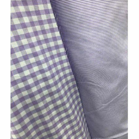 Kain Kotak Kotak Katun Yarndyed Lilac Ungu Pastel Olive Pink Meteran