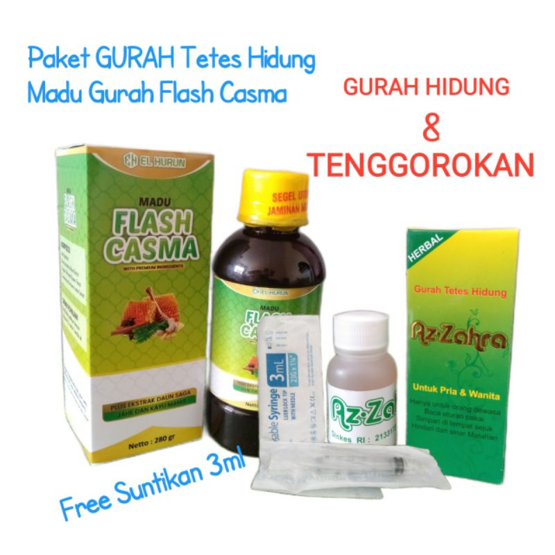 Paket Gurah Hidung Dan Tenggorokan|Flash Casma+Gurah Az Zahra|Gurah tetes Hidung Az Zahra Azahra Aja