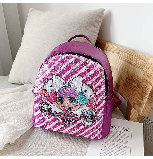 TAS RANSEL REVERSE SEQUIN ANAK BERUBAH GAMBAR MOTIF LOL BFF UNICORN IMPORT BAGUS