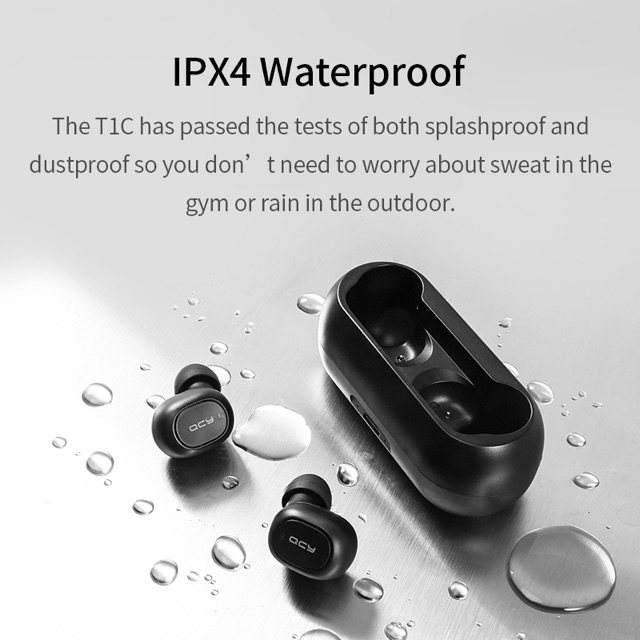 QCY T1C TWS Bluetooth TechLife GoPods D Wireless Earphones V5.0 Dual Microphone 3D (ENC) Stereo Earbuds Headset