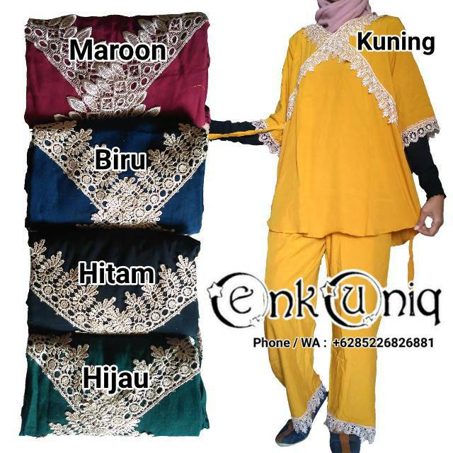Setelan Celana Panjang Renda Arabian / Setelan Baju Tidur Renda