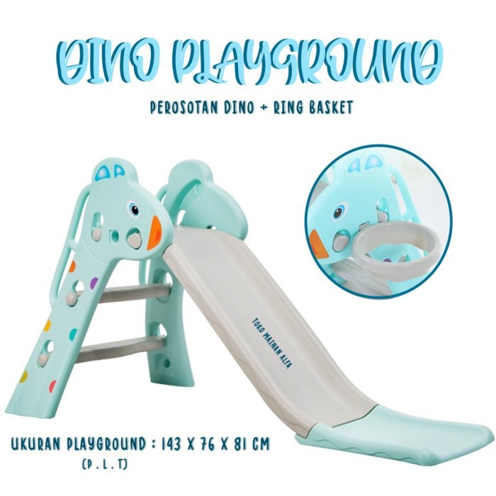 Toko Mainan ALFA Playground Perosotan Dino + Ring Basket JM30228