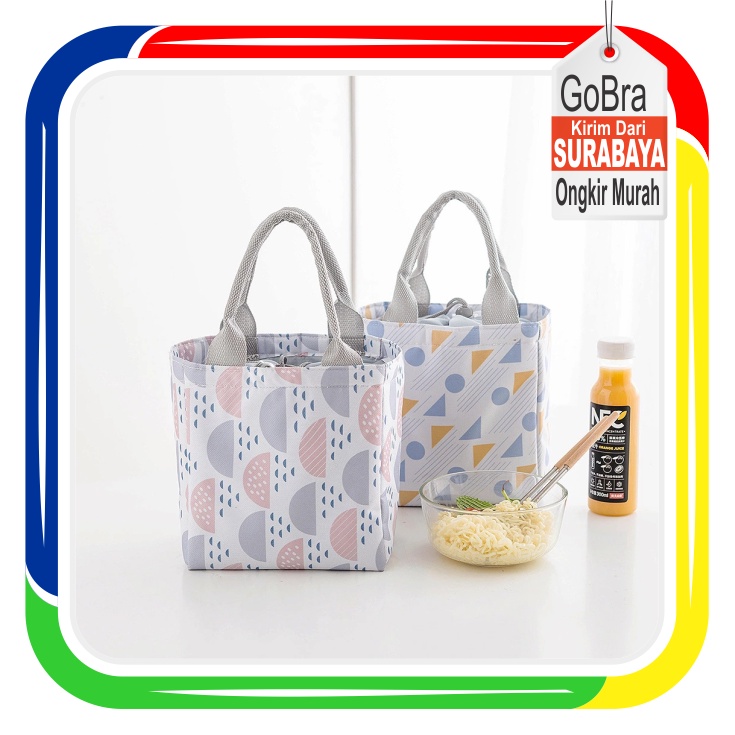 Gobra ♕ PA005 Tas Bekal Pattern Modern Lunch Cooler Bag Salur Makanan Aluminium Kotak Makan Import