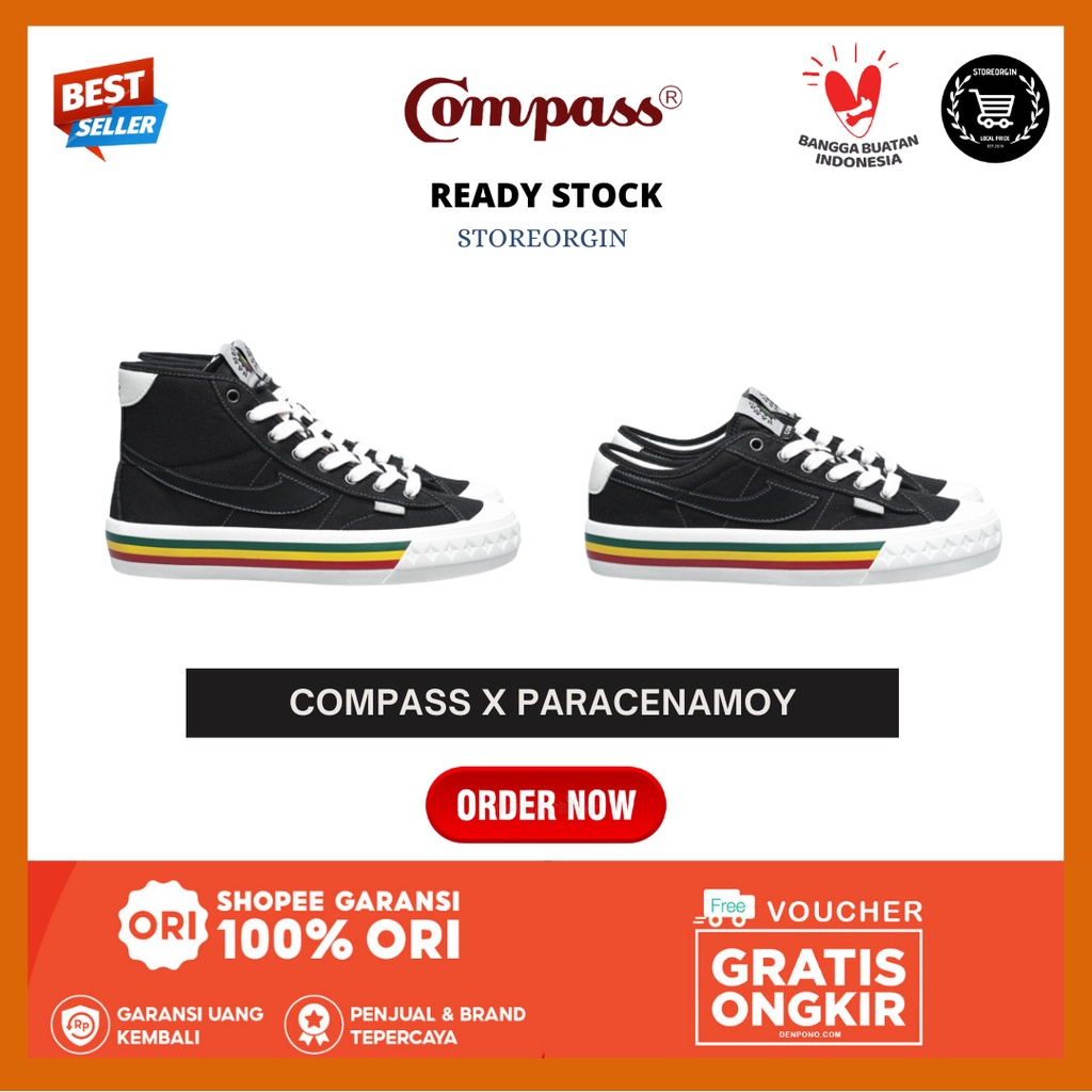 SEPATU COMPASS X PARACENAMOY NAMOY BUDAYA / FR2 RETROGRADE SMOKING KILLS HIGH / LOW / SLIPON