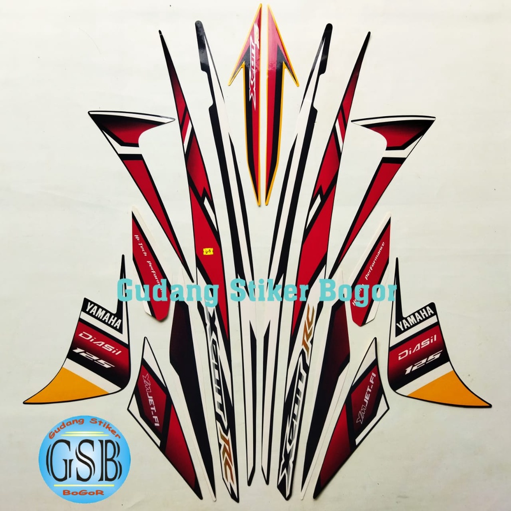 striping stiker motor yamaha xeon rc 125 2013 hitam-kuning