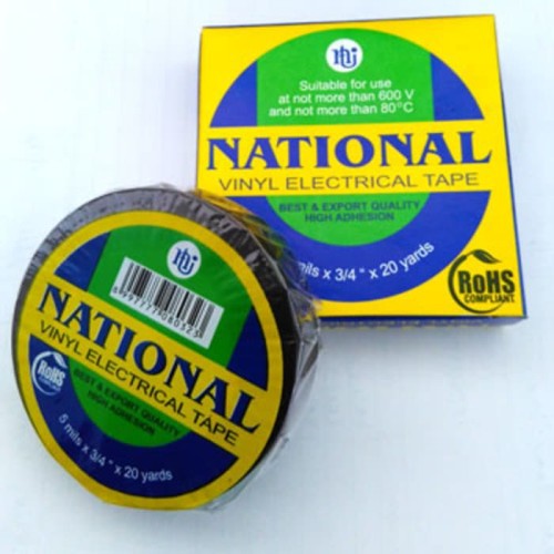 grosiramanah [TERMURAH] Isolasi Kabel Listrik National Vinyl Electrical Tape Hitam listrik National