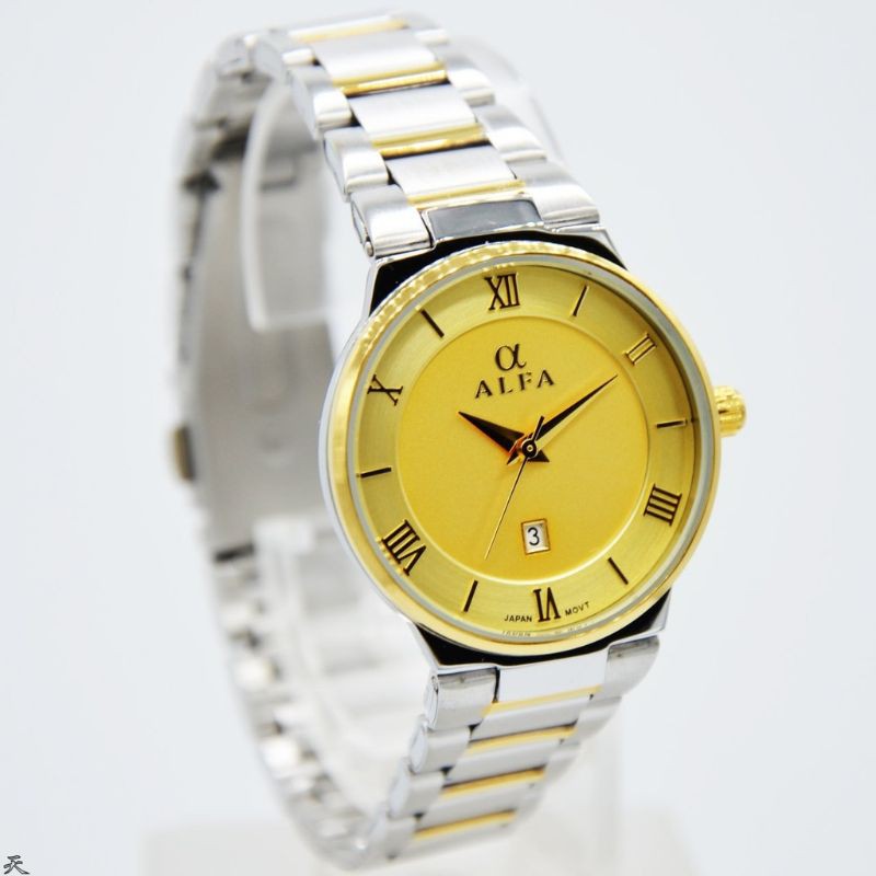 JAM TANGAN ALFA 88083 PRIAORIGINAL ANALOG RANTAI STAINLIS STEEL