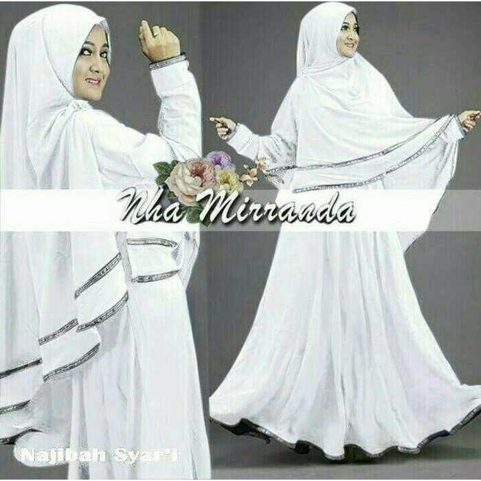 promo Najibah syar'i white baju muslim wanita warna putih gamis syari murah kualitas bagus