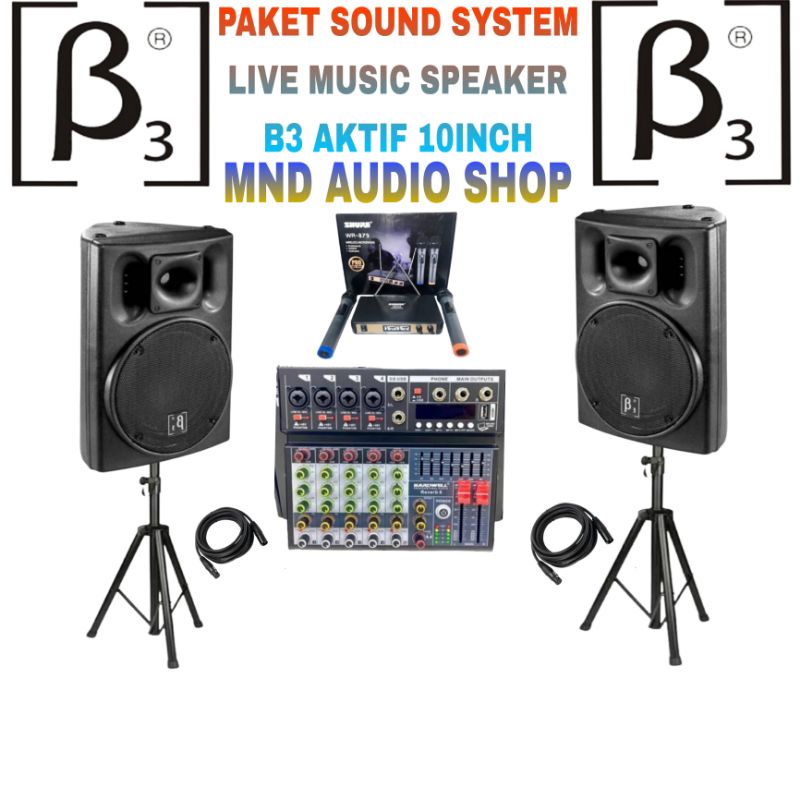 Jual Paket Sound System Live Music Speaker Aktif B3 10inch +mixer Original | Shopee Indonesia